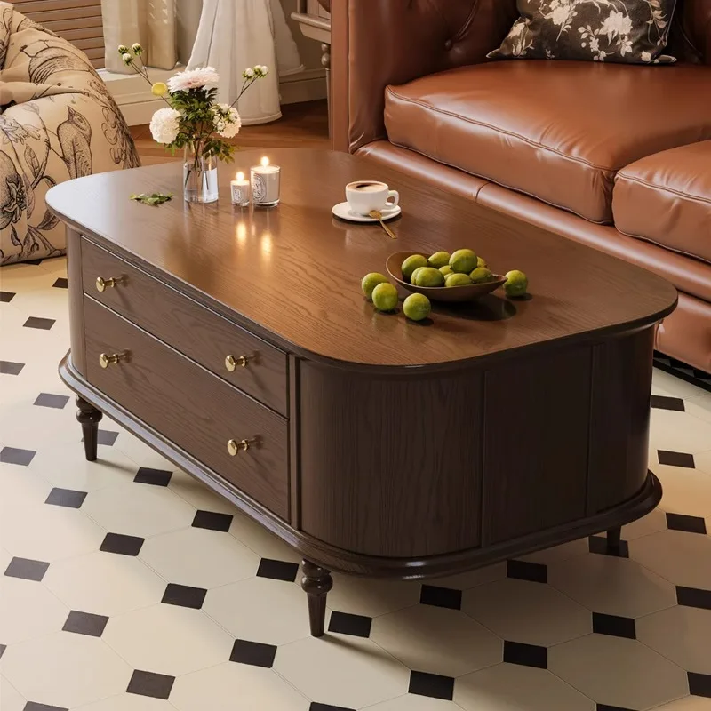 طاولة قهوة فرنسية كلاسيكية من الخشب الصلب لغرفة المعيشة، طاولة شاي صغيرة جديدة بيضاوية الشكل، طاولة حافة أريكة أمريكية من القرون الوسطى #2