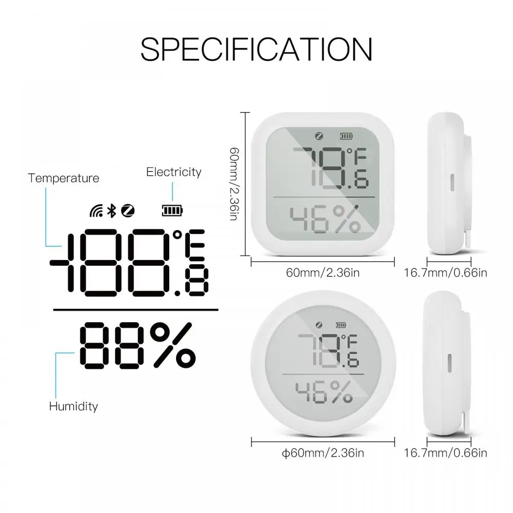 Moes Tuya ZigBee Temperature And Humidity Sensor Smart Life With LCD Screen Remote Control Works With Google Assistant