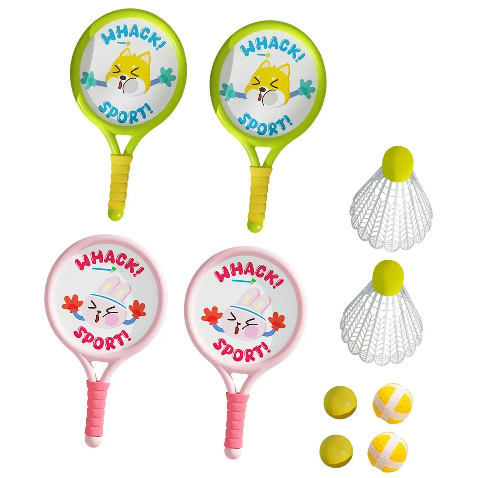 4-teiliges Kinder-Badmintonschläger-Set mit Federbällen, tragbarer, robuster Outdoor-Schläger für Hinterhof, Außenhof, Kinder und Erwachsene, Rasen