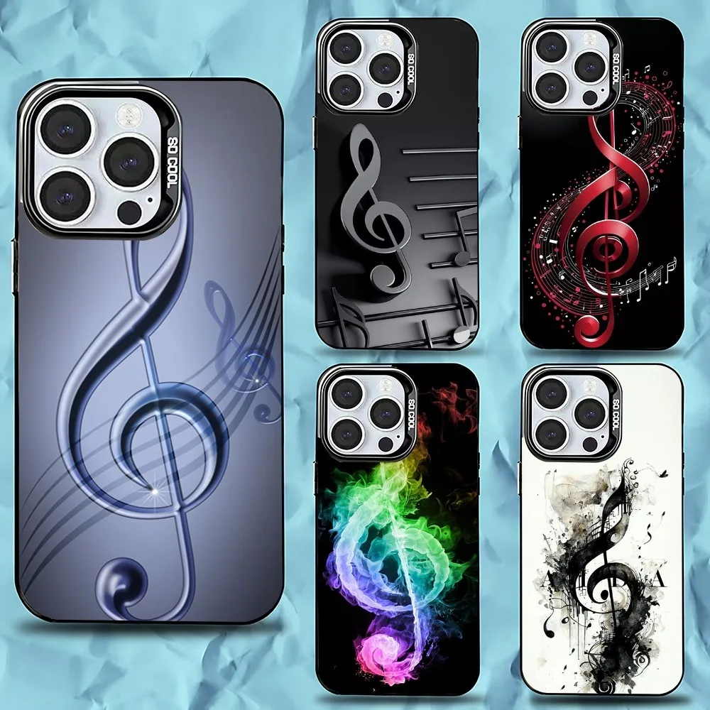 

Treble Clef Music Note Phone Case For iPhone 16,15,14,13,12,11,Pro,Max,Plus,Mini,XS,SE Anti Fall Black Matte Hard Bumper