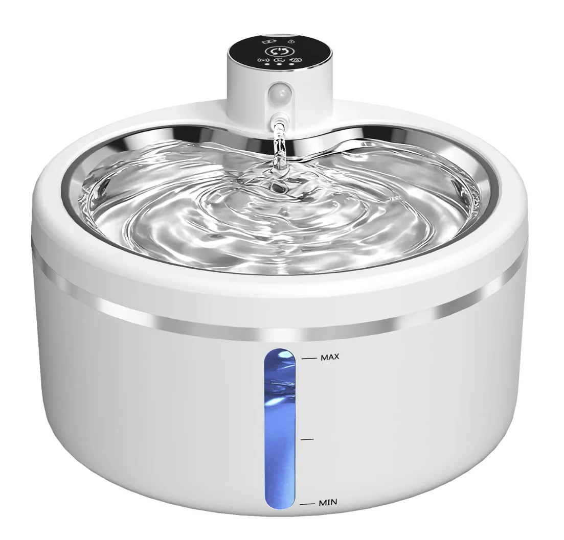 

Pet Water Fountain - 3L Cordless Automatic Pet Water Fountain with Water Level Window, Low Water Level Alarm - Motion Sensor