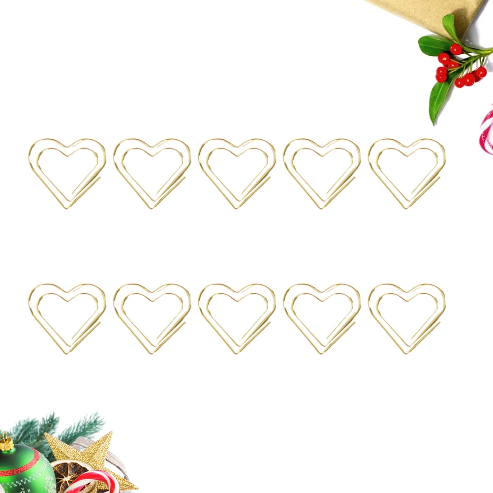 20 PCS Photo Clip Paper Clamp Metal Dolphin Two-color Heart Shape Note Clips Bookmark