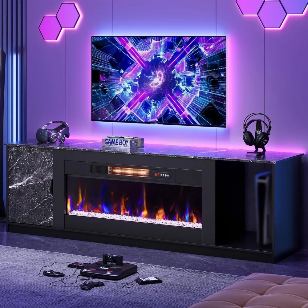 

70 Inch Fireplace TV Stand with 36 Fireplace Media Entertainment Center Console Table for TV up to 80 with Cabinets