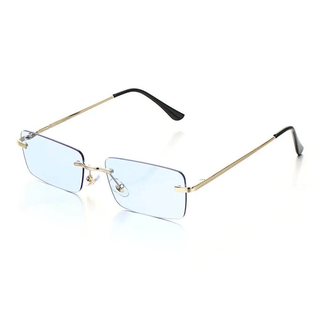 Fashion Rectangle Rimless Sunglasses Women Vintage Sunglasses Unisex Retro Gradient Glasses Eyewear UV400 Small Eyeglasses
