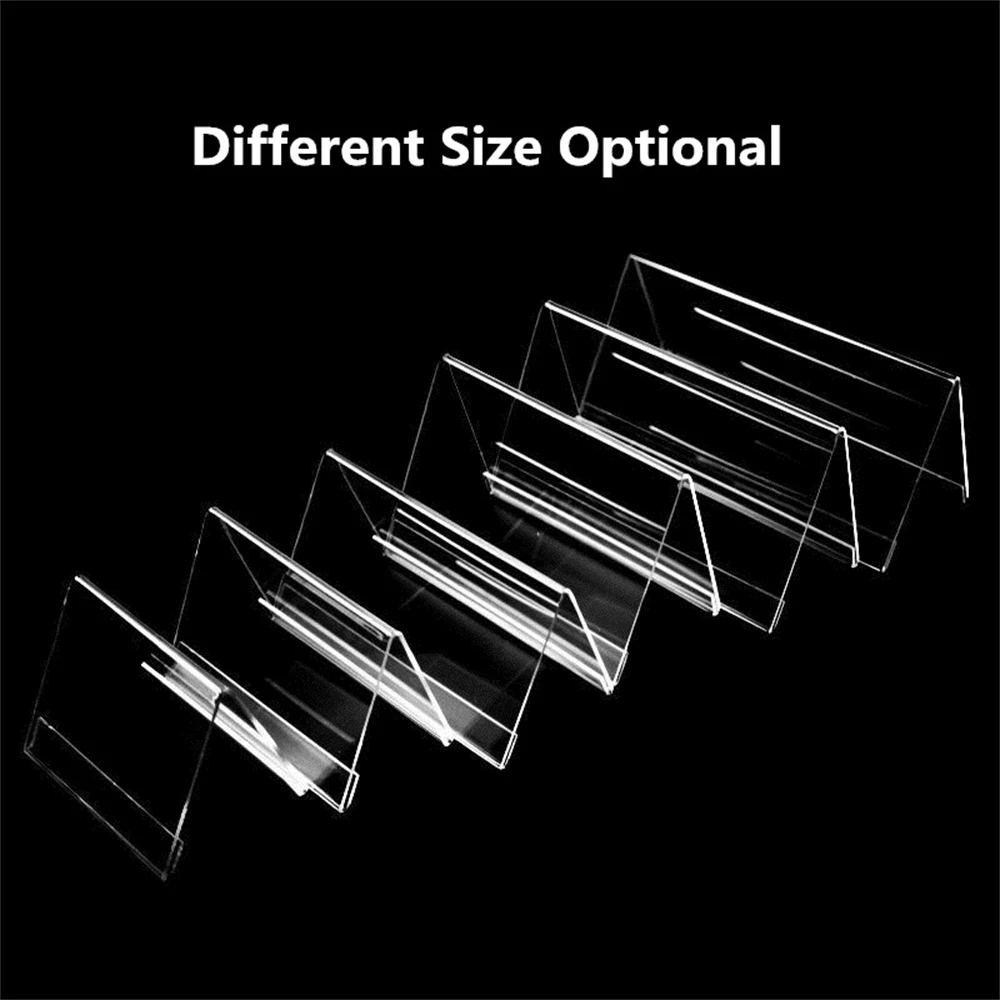 10 Pieces v Shape Clear Acrylic Sign Holder Display Stand Price Card Tag Label Name Card Case Stand Counter Top Shelf Stand