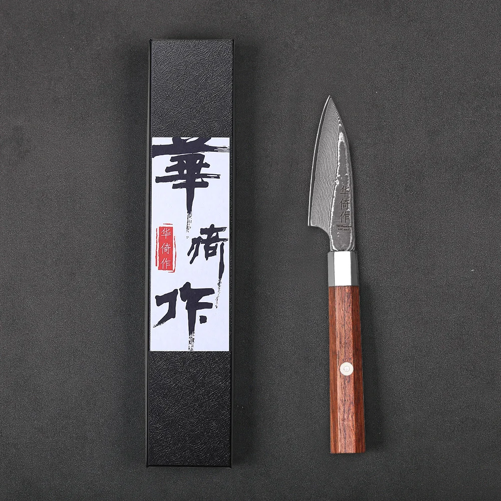 Faca de Cozinha Clássica Japonesa de 3 Polegadas em Aço Damasco, Facas Profissionais para Chef, Utensílios de Cozinha, Descascador de Frutas, Ferramentas de Cozinha Afiadas