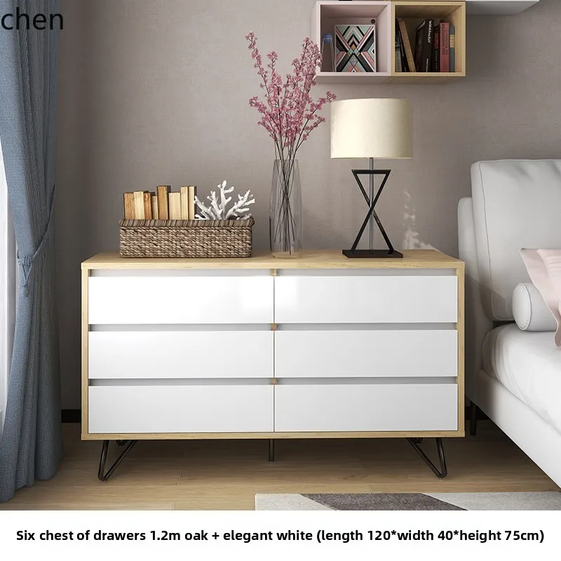 B1 Six-chest Cabinet Pure Solid Wood Bedroom Living Room Bedside Modern Simple Drawer Locker