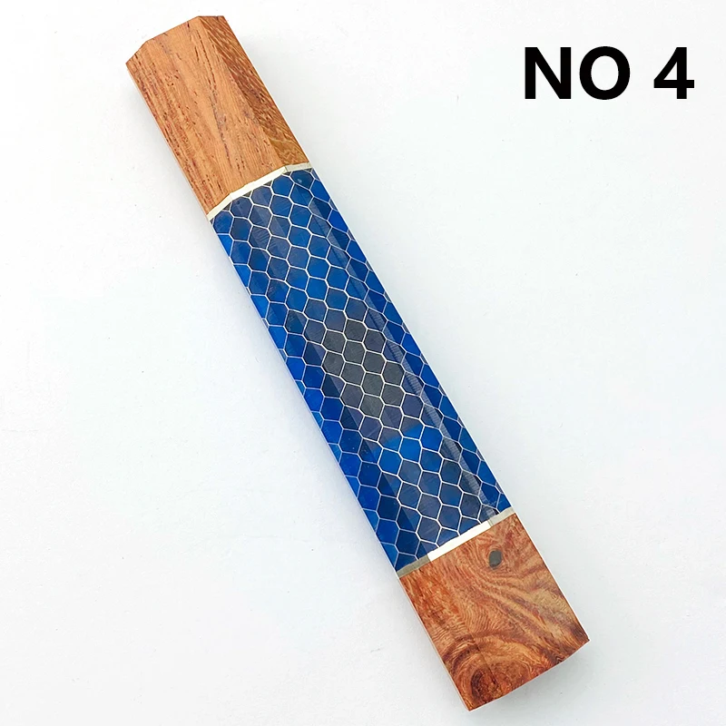 Imagem -03 - Mahogany-octogonal Alças de Faca de Cozinha de Madeira Resina Pele de Serpente Honeycomb Padrão Estilo Japonês Tamanhos Pequenos 11 Tipos Diy