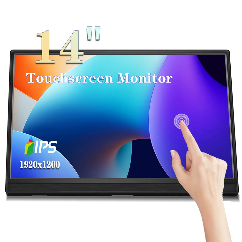 Touchscreen Portable Monitor 14/16 Inch FULL HD HDMI Display IPS Panel Laptop Monitor for PC/Raspberry Pi/Laptop/PS3/4/Xbox,VESA
