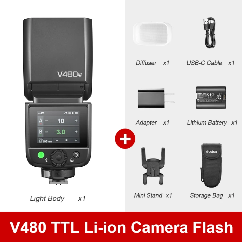 كاميرا Godox V480S فلاش TTL - GN50 1/8000 HSS 2.4 جيجا هرتز مصباح سرعة لاسلكي 1.7s وقت إعادة تدوير سوني لكانون لنيكون إلخ