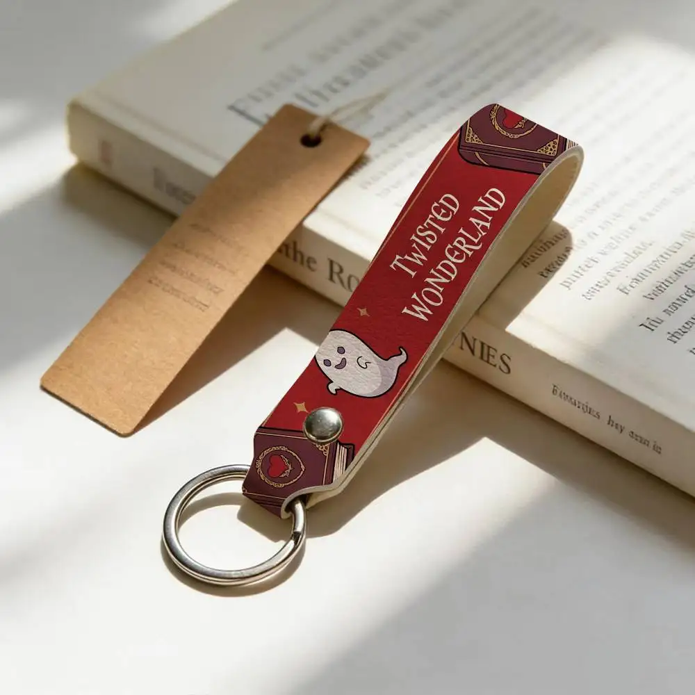 Anime Riddle Rosehearts Twisted Wonderland Stainless Steel Key Chain Durable Key Holder Unisex Daily Gift Card Holder Charm
