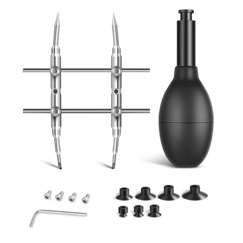 Lens Sucker and Spanner Kit, IC Pick-Up Vacuum Suction Pen with 7 Interchangeable Suction Cups and Curved Tips