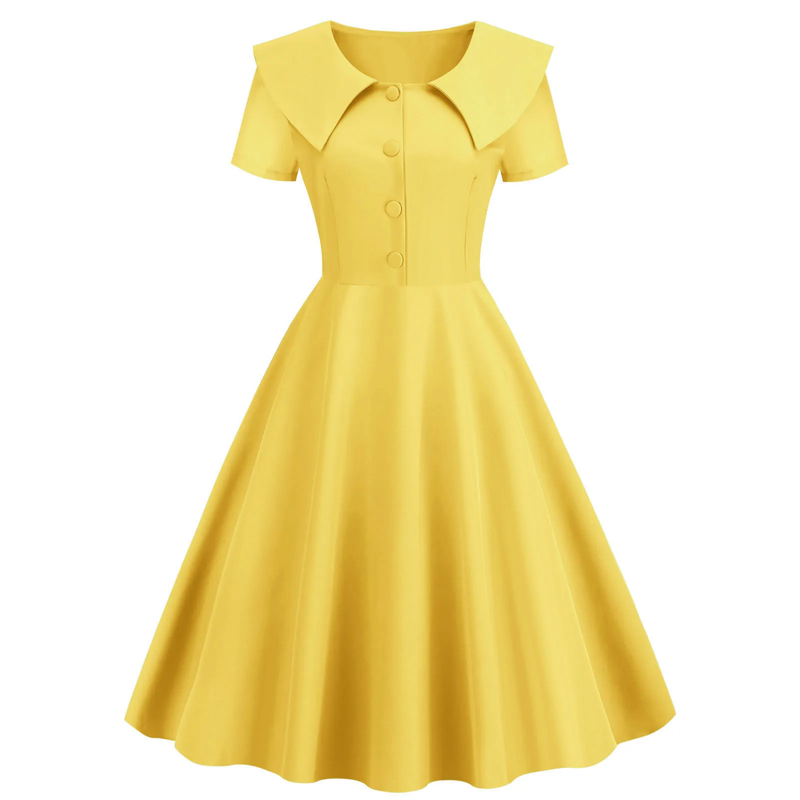 

Women's Vintage Retro 50s 60s Cocktail Swing Dress Elegant Temperamental Solid Color High Waist Pleated Dress Party Vestidos