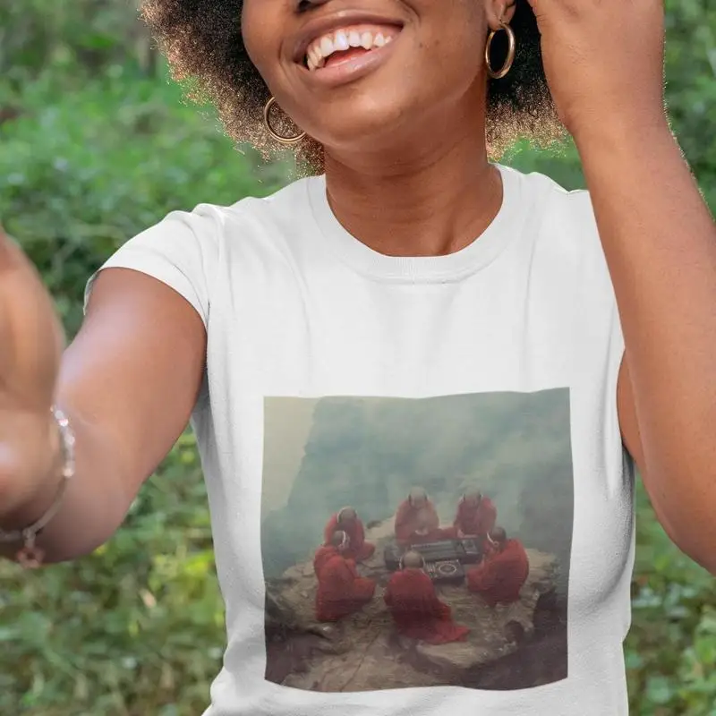 

Monks With Boombox T Shirt Spiritual Rave Retro Aesthetic Streetwear Unique