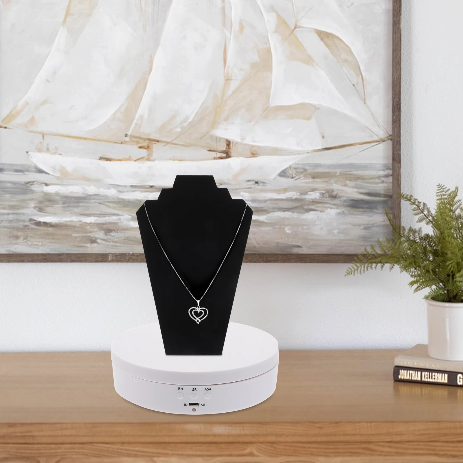 

1pc Electric Rotating Display Stands Premium Abs 3Kg Capacity 360 Degree Automatic Small Size Jewelry Display Holder