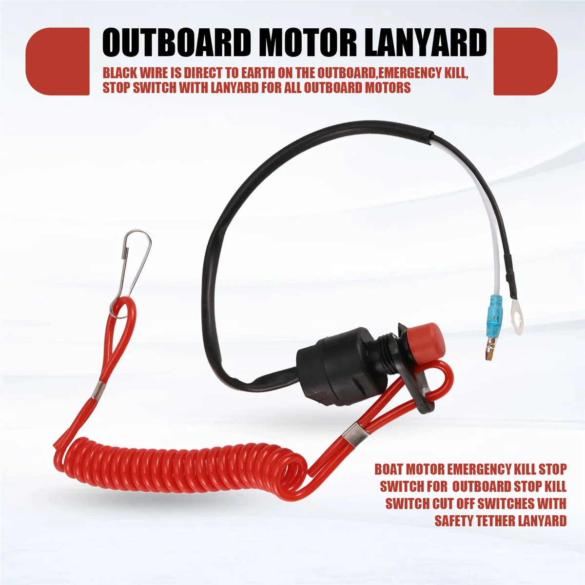 Boat Motor Emergency Kill Stop Switch for Yamaha /Tohatsu Outboard Stop Kill Switch Cut Off Switches with Safety Tether Lanyard