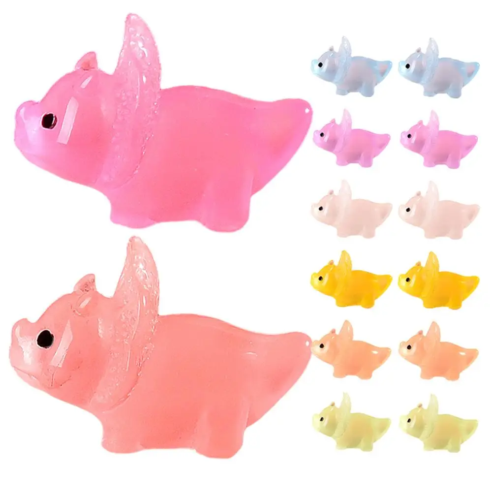 16 Pcs Dinosaur Figurines Mini Resin Statues Luminous Animal Decor Garden Accessories Tiny Dinosaur Ornaments Moss