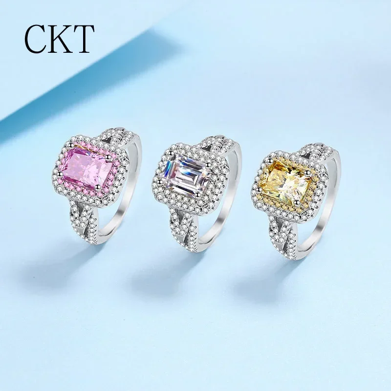 18K White Gold Luxury Rings for Women White Yellow Pink 2ct Moissanite Diamond Platinum Pt950 Ring Wedding Fine Jewelry Gift