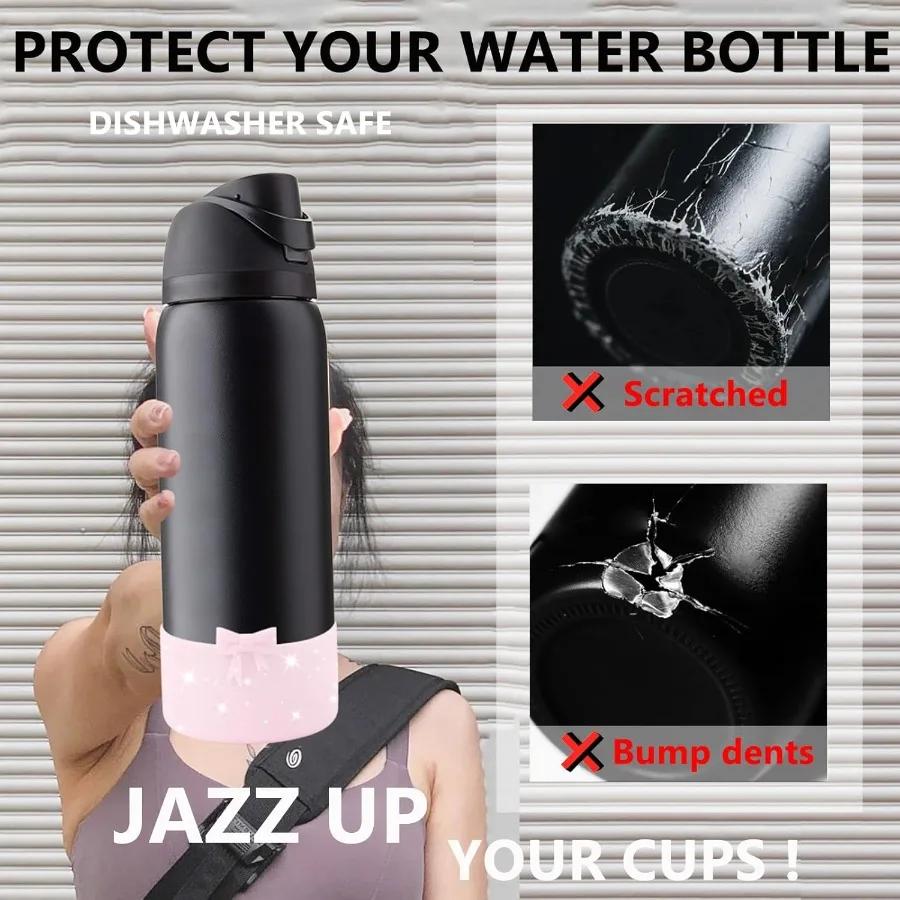 حذاء من السيليكون لزجاجة مياه 32 أونصة مضاد للانزلاق واقي من الصدمات السفلي لـ FreeSip Twist and Flip Stainless