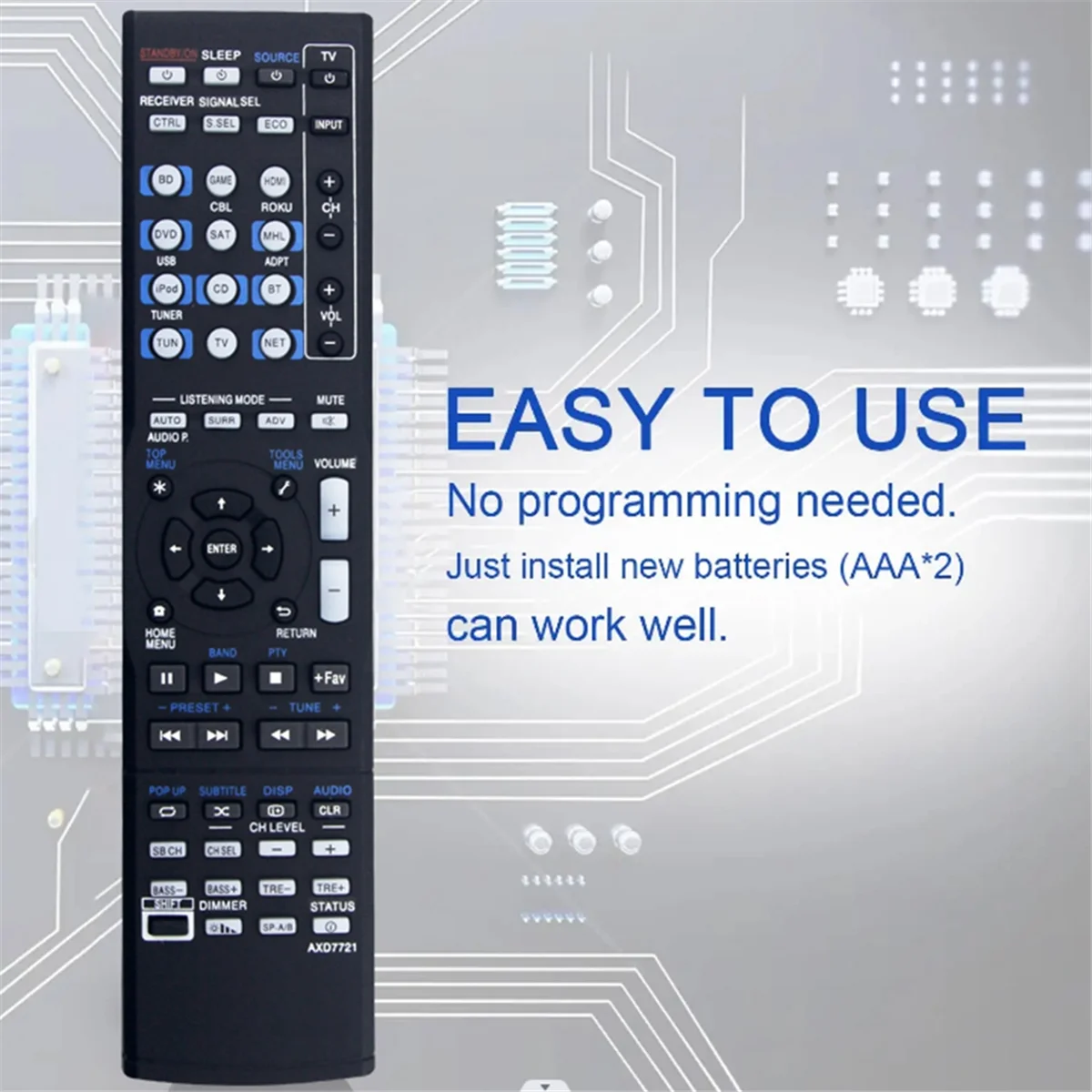 Ftyy-Replace AXD7721 Remote untuk Pioneer AV Receiver VSX-830 VSX-830-K VSX-1024 VSX-1029 VSX-45 VSX-44 VSX-454 VSX-824