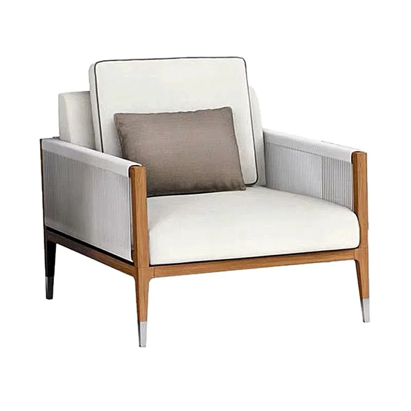 Nordic Outdoor Furniture Model House Villa Hotel Teak Balcony Leisure Courtyard Garden Rattan Sofa