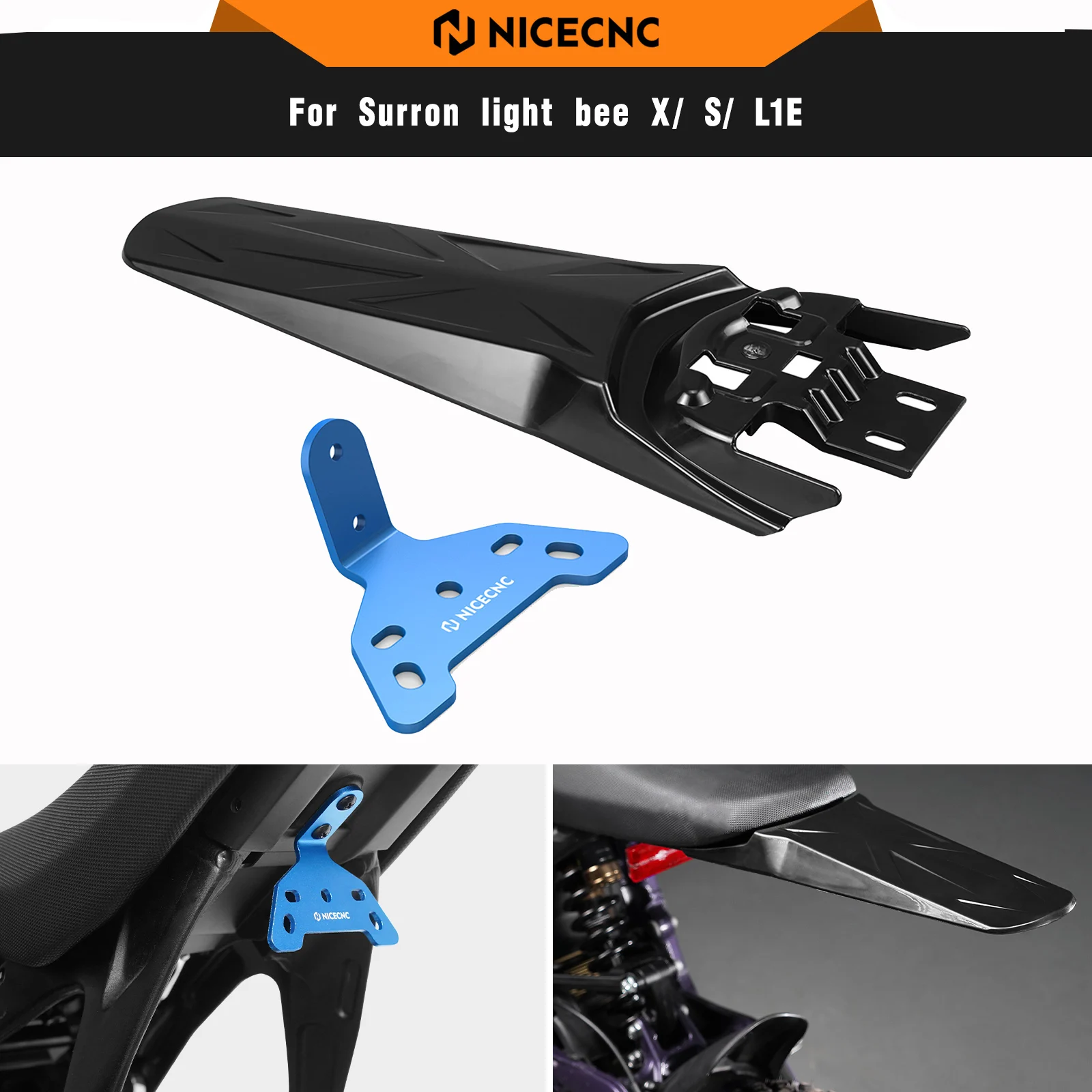 

NICECNC Tail Light Mounting Bracket & Extended Longer Rear Fender For Surron light bee X light bee S Sur-ron 2024 Bike Parts