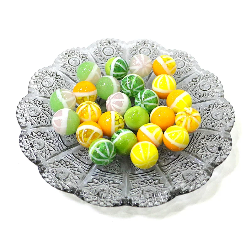 24Pcs 16MM Custom Rare Murano Glass Marble Ball Creative Lemon Design Ornament Game Pinball Toy New Year Christmas Gift For Kids