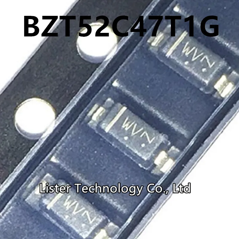 50 ~ 500 pçs/lote Novo BZT52C47T1G SOD-123 Marcação: WV LBZT52C47T1G 52C47 BZT52C47 BZT52-C47 diodo Zener 1206 47V SOD123