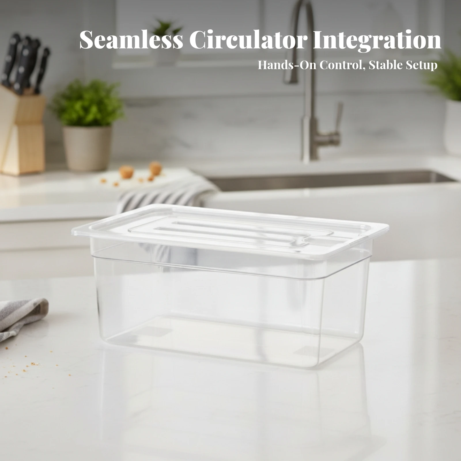 Sous Vide Water Container with Lid Heat-Resistant Sous Vide Container with Lid Transparent Clear for Home Chefs