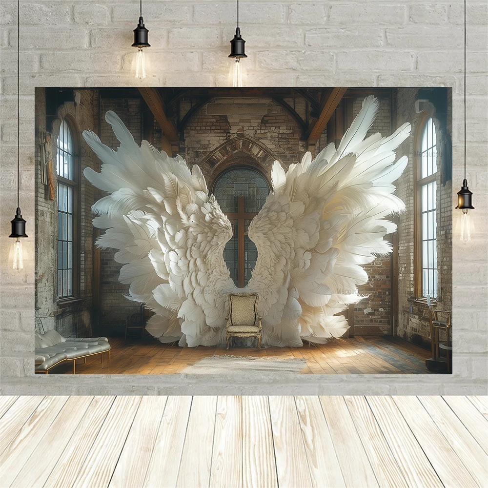 Girl Children Adults Portrait Photography Backgrounds Custom Palace Feather Wings Decoration Banner Photo Studio Props Backdrops