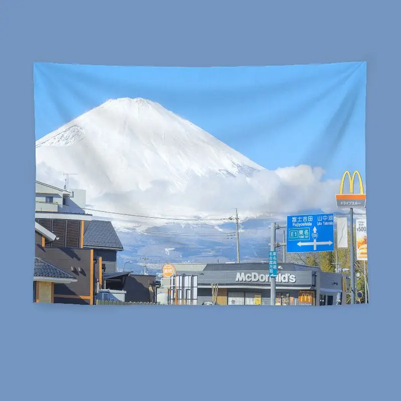 VIKAMA Japanese Fuji Mountain Town Street View Tapestry, Japanese Fuji Wall Hanging for Bedroom Living Room Dorm Decor