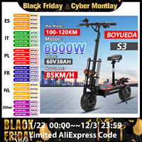 BOYUEDA S3 E-Scooter 6000W Double Motor 60V 38AH Lithium Battery Off-road Scooters Electric 11Inch City Folding Electric Scooter