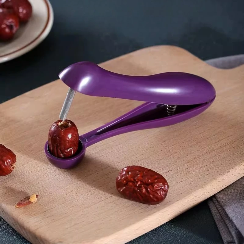 Removedor de huesos de frutas tipo prensa, removedor de semillas de cereza multifunción de acero inoxidable, adecuado para accesorios de cocina de azufaifa de oliva