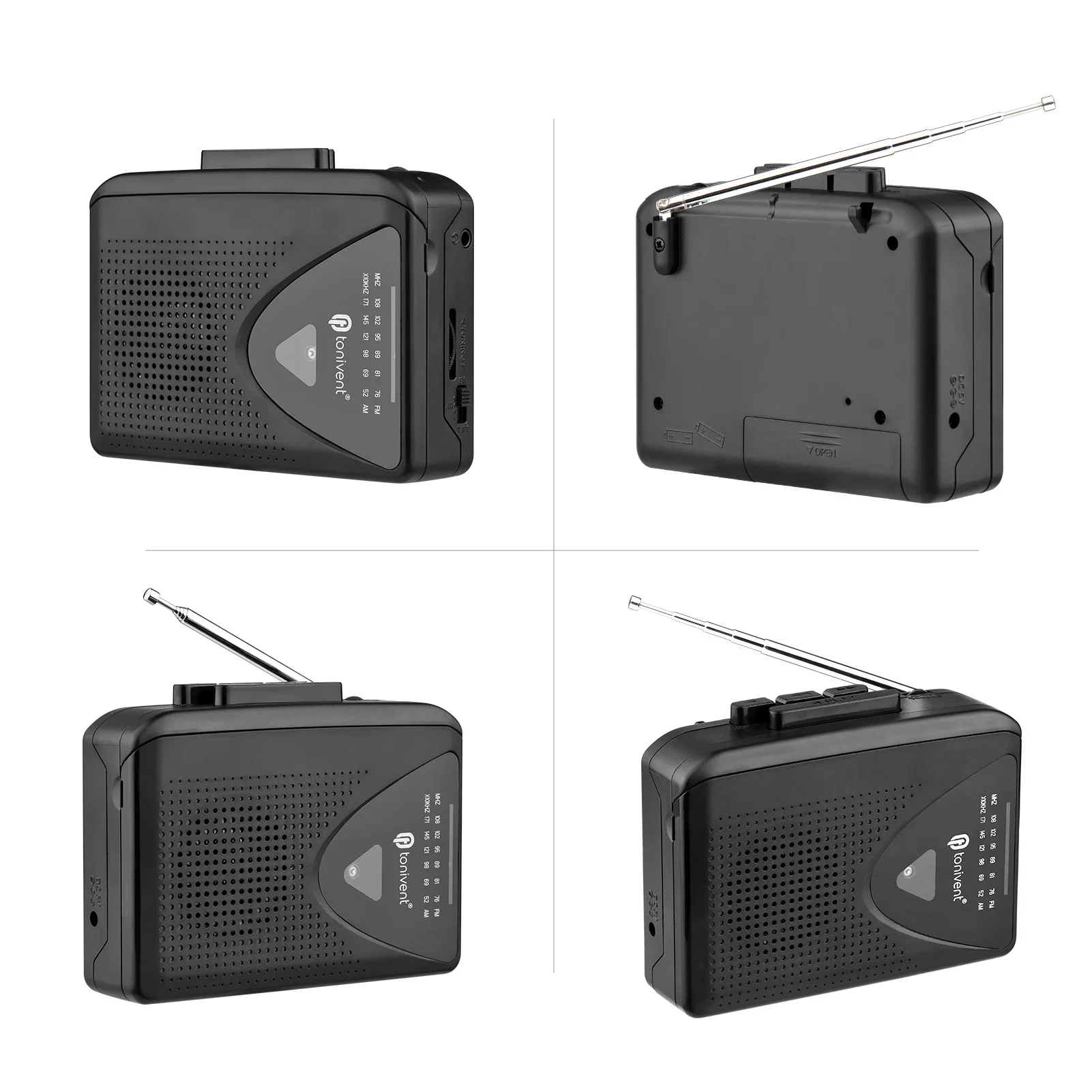 2025 TenYua Przenośny odtwarzacz kasetowy Radio AM/FM Auto Stop Mini Stereo Tape Player Gniazdo słuchawkowe 3,5 mm Regulacja głośności