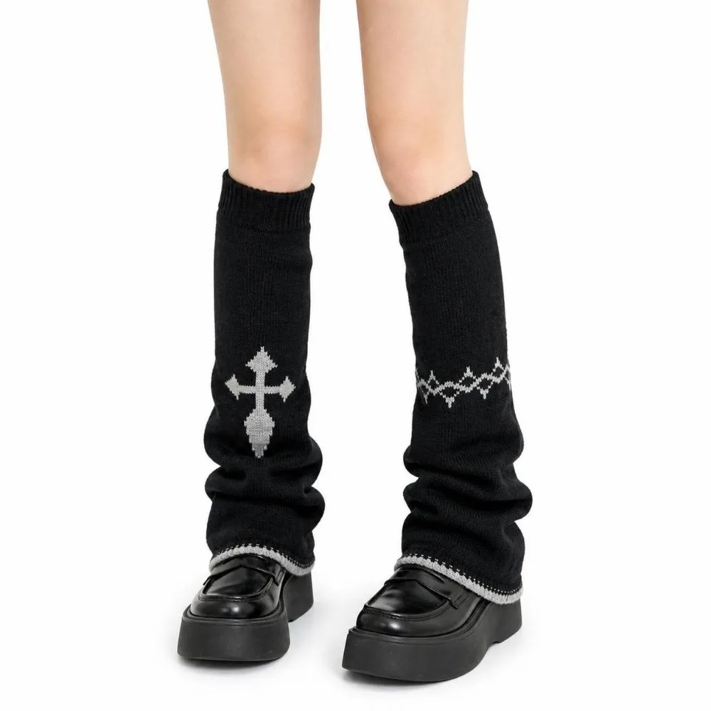 Y2K Asymmetric Knit Leg Warmers Stretch Knit Cross Pattern Boot Cuffs Wide Leg Slouchy Fit Slouchy Socks For Women Girls