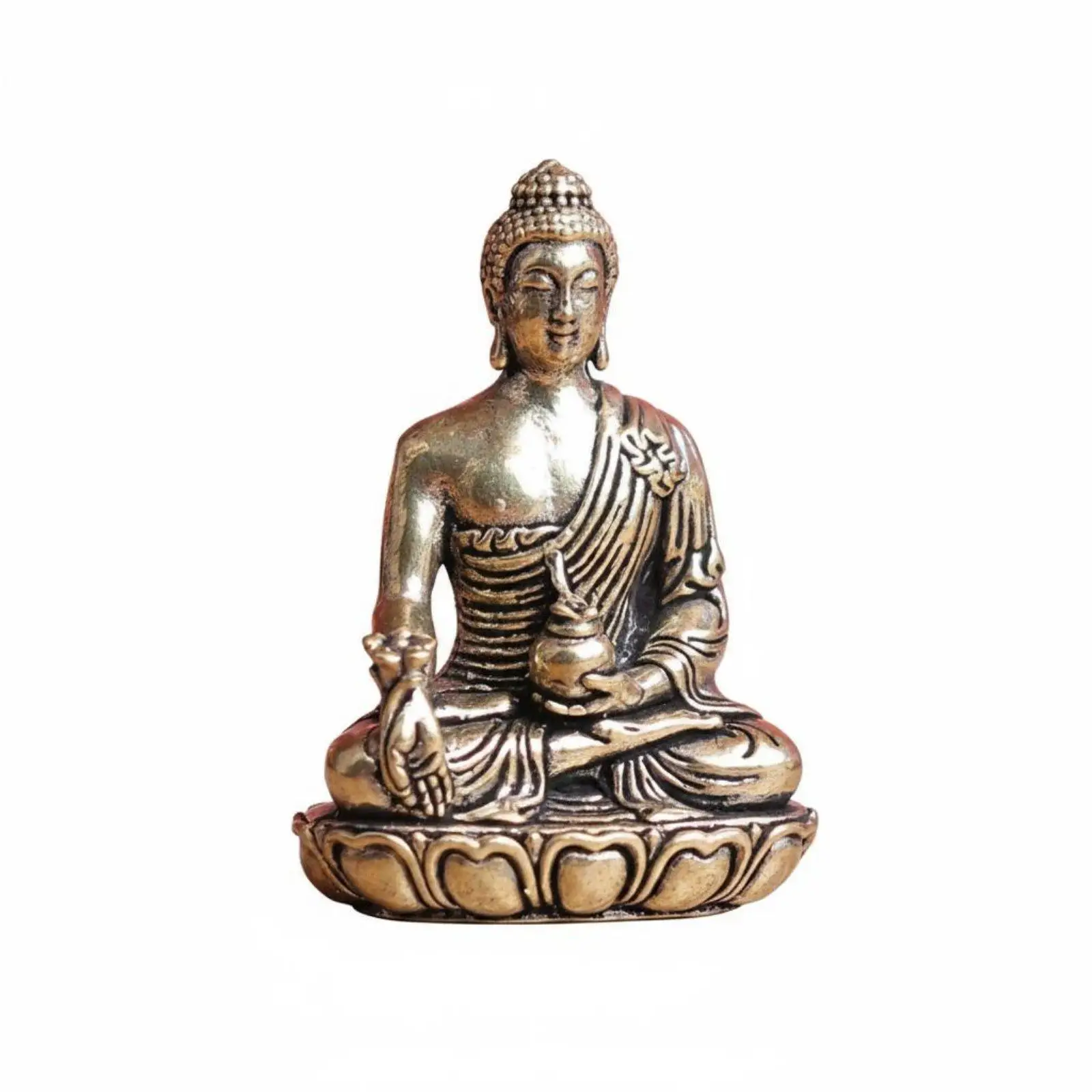 Buddha Statue Elegant Brass Tabletop Figurine Spiritual Buddhist Decor for Home Meditation Altar