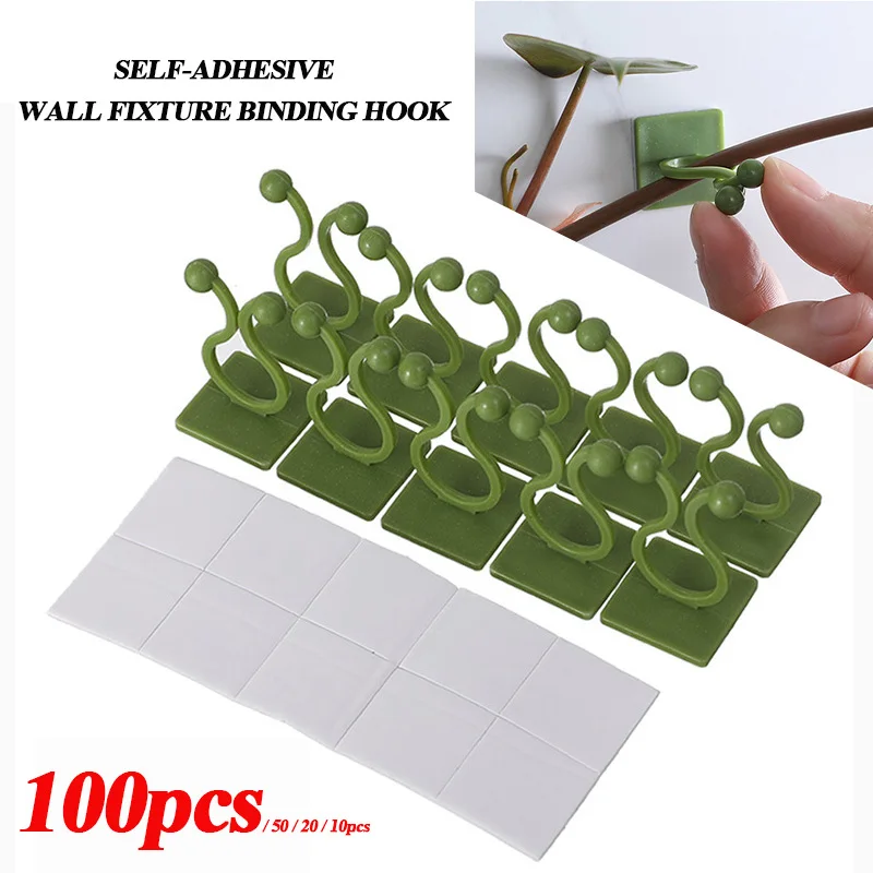 100pcs-Home Garden Plant Climbing Wall Fixture Clips Rattan Vine Fixer Self-Adhesive Plant Climbing Wall Fixed Buckle Hook