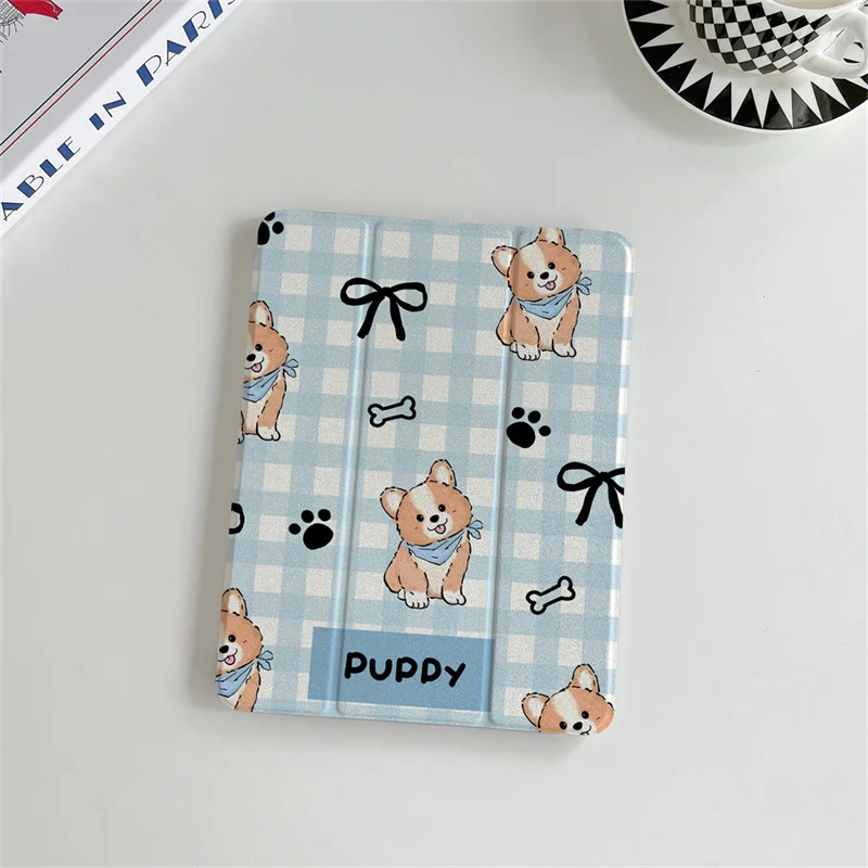 Cute bow puppy Tablet Case with pen slot For iPad Pro 11 inch Air 2024 iPad Air 5 4 10.9 10 5 6 7 8 10.2 9.7 inch Air3 10.5 mini