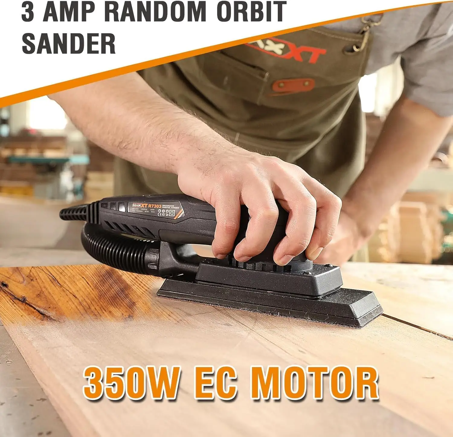 Brushless Sheet Sander Electric 3mm Orbital 350W 3A Multi-function 10000RPM Variable Speed Corded Orbital Sanders Machine with 1