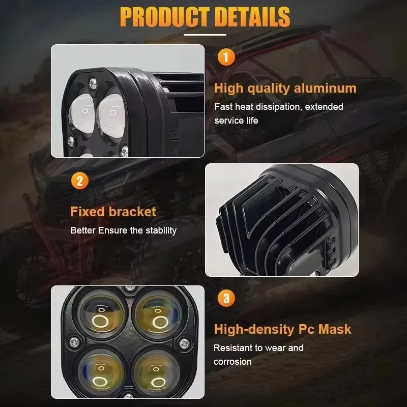 Wintai-Tech White and Wellow Strobe Five Mode Changes Electric Vehicles Motorcycle Modification Head Light