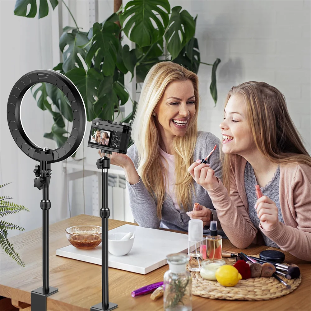 Anillo de luz LED de 10/12 pulgadas para Selfie, soporte para teléfono con abrazadera en C, luz de fotografía para YouTube, transmisión en vivo, videoconferencia