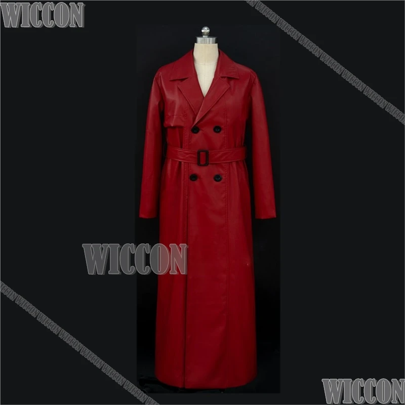 Mr Scarletella Game Homicipher Cosplay Costume The Enigmatic Antagonist Red Wig Red Trench Coat Women Men Holloween Customized