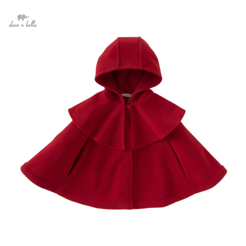 Dave Bella Children Girls Baby Tops Outerwear 2024 New Autumn Winter New Fashion Casual Overcoat Cloak Outdoor Warm DB4242657