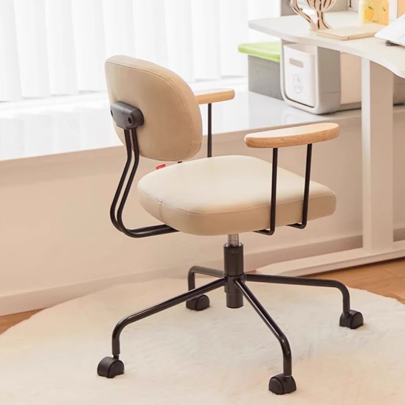 

‌ Эргономичный скандинавский стул, пневматический регулятор высоты, водонепроницаемое сиденье из искусственной кожи, поворотный табурет для макияжа для домашнего офиса