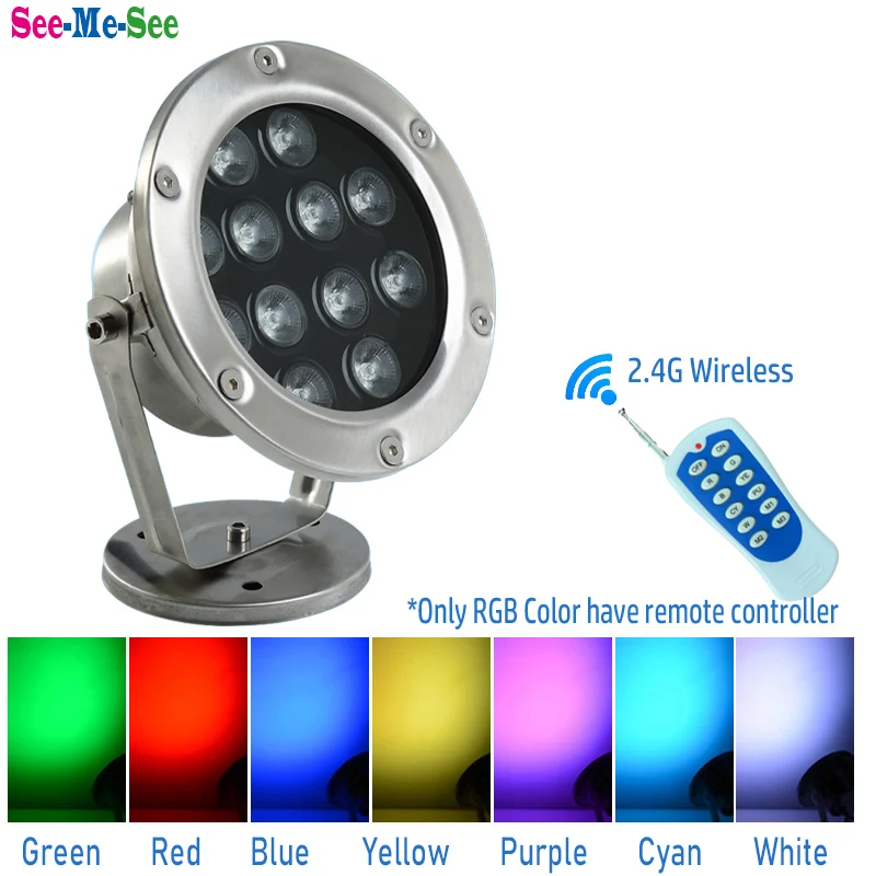 

AC/DC12V LED Underwater Lights RGB/Green/Blue/Yellow/White 6W 12W 18W 24W 30W 36W for Outdoor Garden Landscape Pool Spot Light