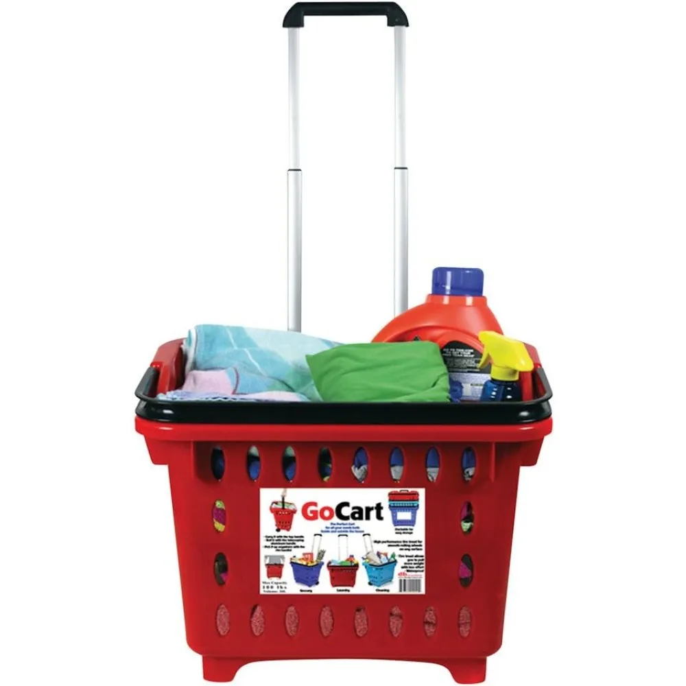 

GoCart, красная корзина для белья для покупок на колесах — НОВАЯ