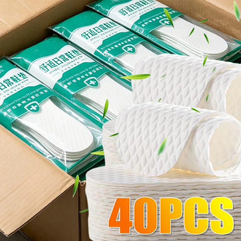 Disposable Insoles Sweat Absorbing Breathable Shoe Inserts Wood Pulp Odor Control Soft Cushion Foot Pads Hygienic Travel Sports