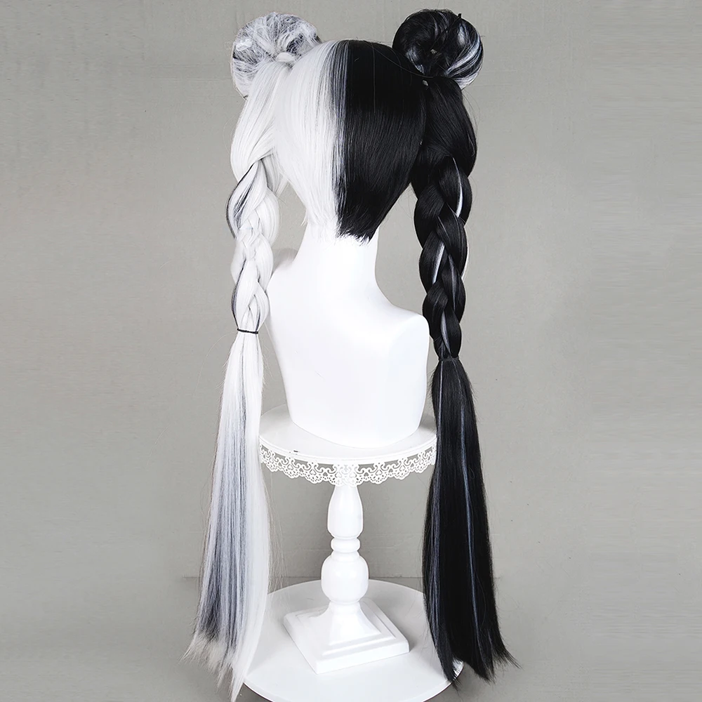 لعبة Zenless Zone Zero Dialyn شعر مستعار تأثيري أسود أبيض طويل الشعر مقاومة للحرارة شعر مستعار اصطناعي كرنفال دعامة الهالوين #4