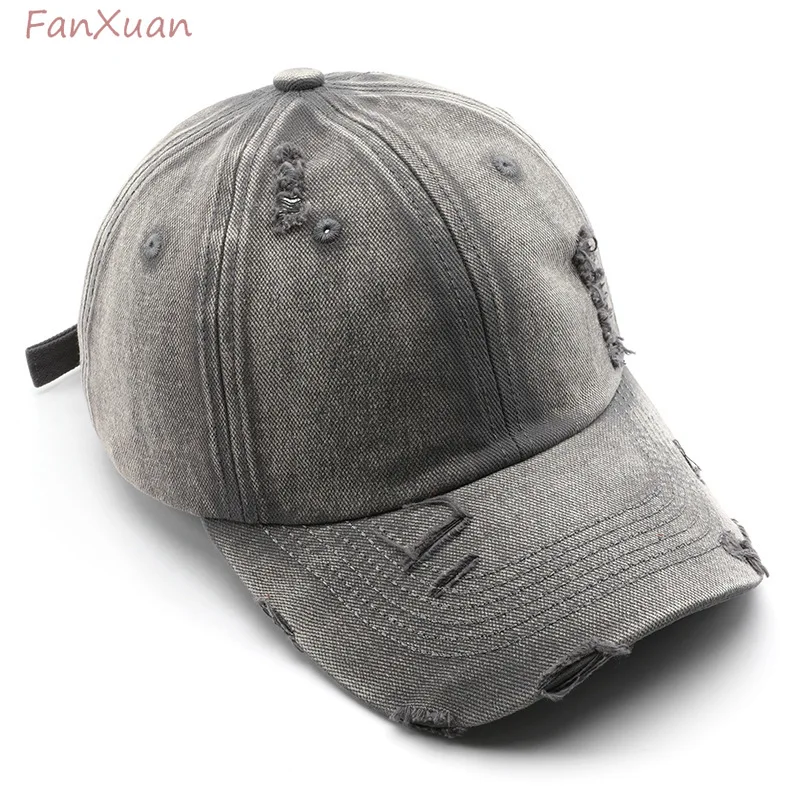 

Vintage Distressed Baseball Cap Denim Unisex Style Ripped Washed Cotton Trucker Hats Men Women Caps