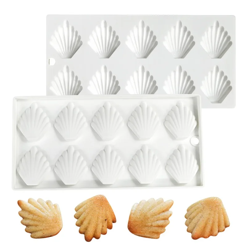 10-Loch Madeleine Schokoladen-Mousse-Form, Silikon-Muschelform, Kuchenform, DIY-Backform, französisches Dessert, Kuchendekorationswerkzeuge